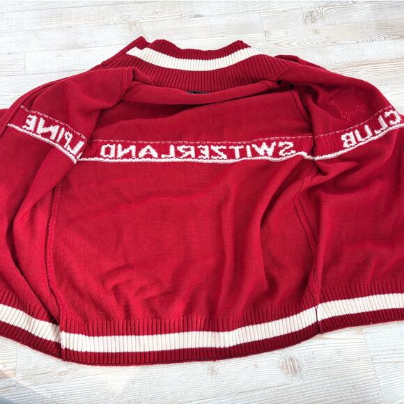 Alpine Swiss Club Switzerland Merino Wool Zip‎ Front Sweater | Red XL - Picture 7 of 10